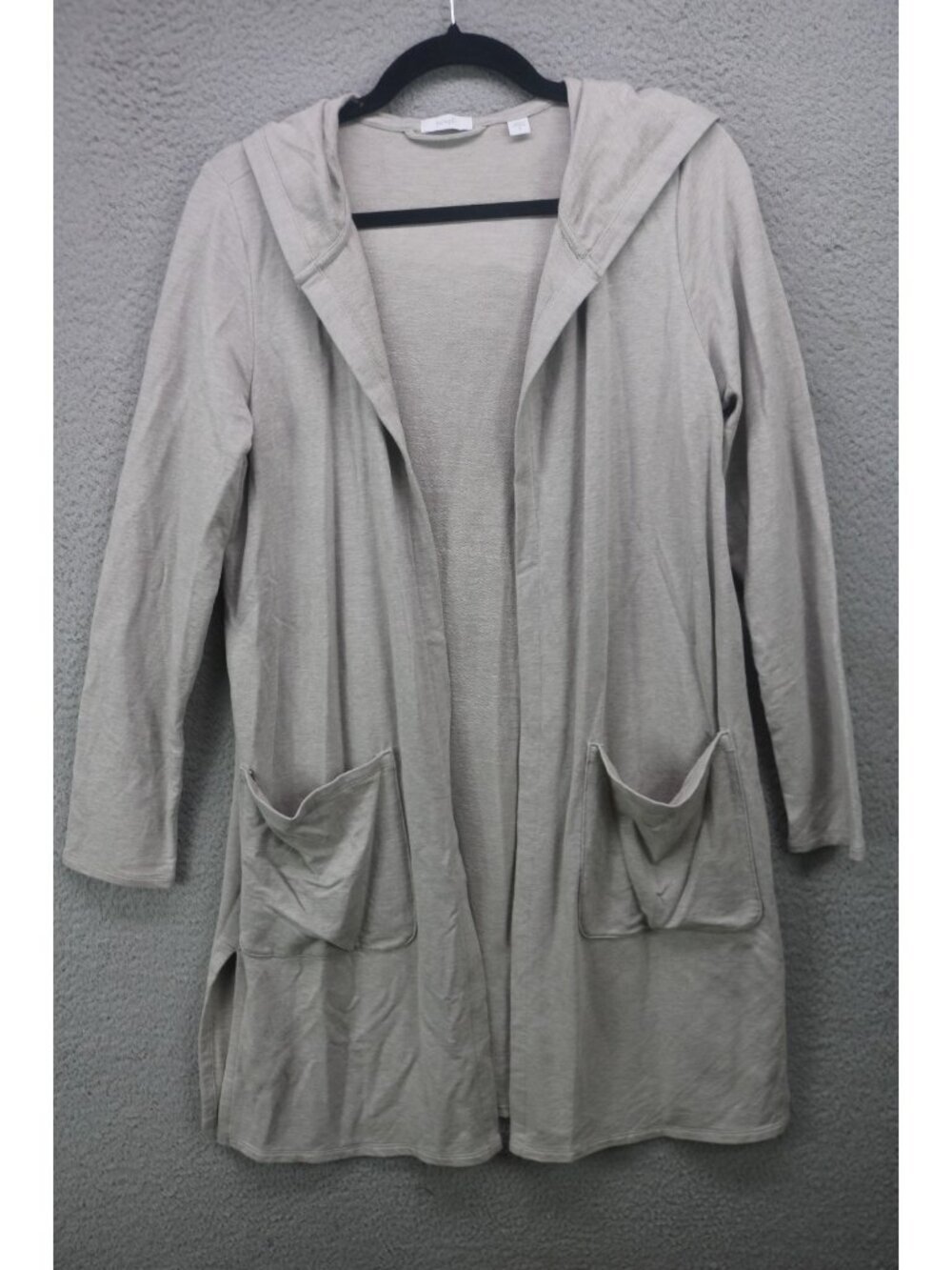 Pure Jill Hooded Duster Open Front Cardigan-Size S-Pockets-Pima Cotton-Lagenlook